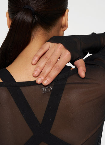 mesh tee glitter | black