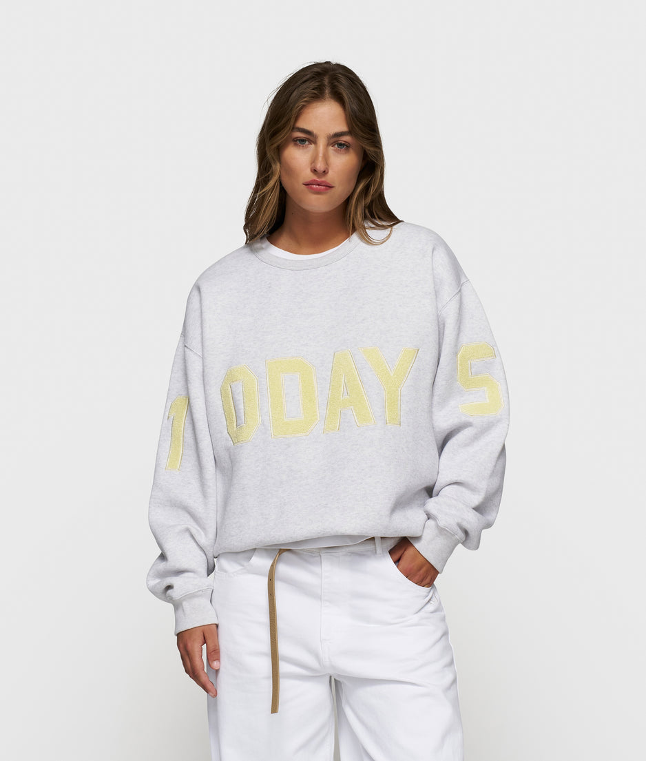 statement sweater logo patch | white grey melee