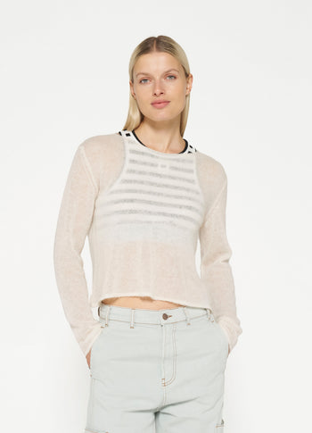thin knit sweater | ecru