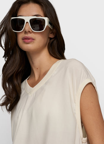 v-neck top viscose | soft vanilla