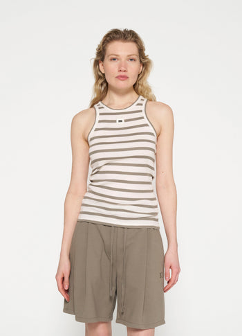 tank top rib stripes | ecru/sage