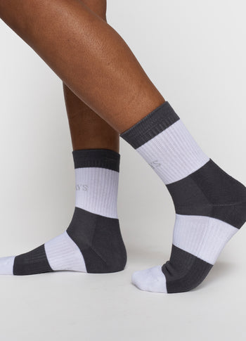 socks bold stripes | white/brownish grey