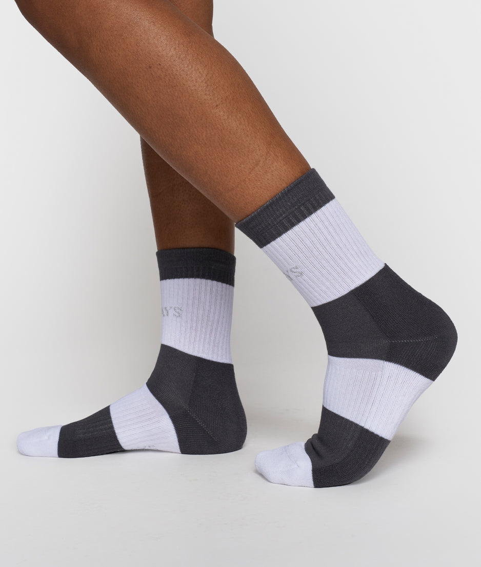 socks bold stripes | white/brownish grey