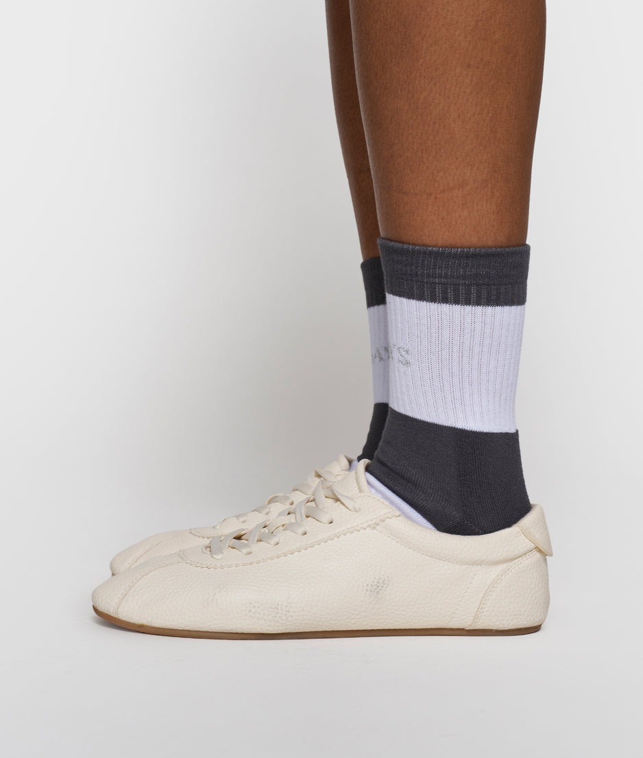 socks bold stripes | white/brownish grey