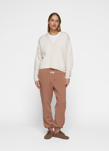 v-neck knit sweater | ecru