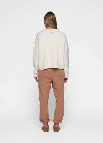 v-neck knit sweater | ecru