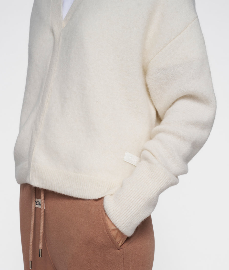 v-neck knit sweater | ecru