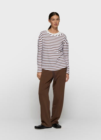 long sleeve tee stripes | white/dark truffle