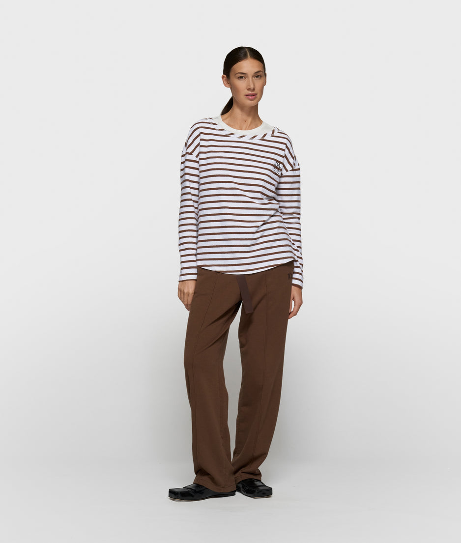 long sleeve tee stripes | white/dark truffle
