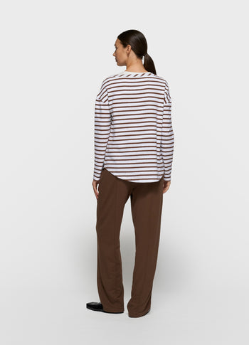 long sleeve tee stripes | white/dark truffle