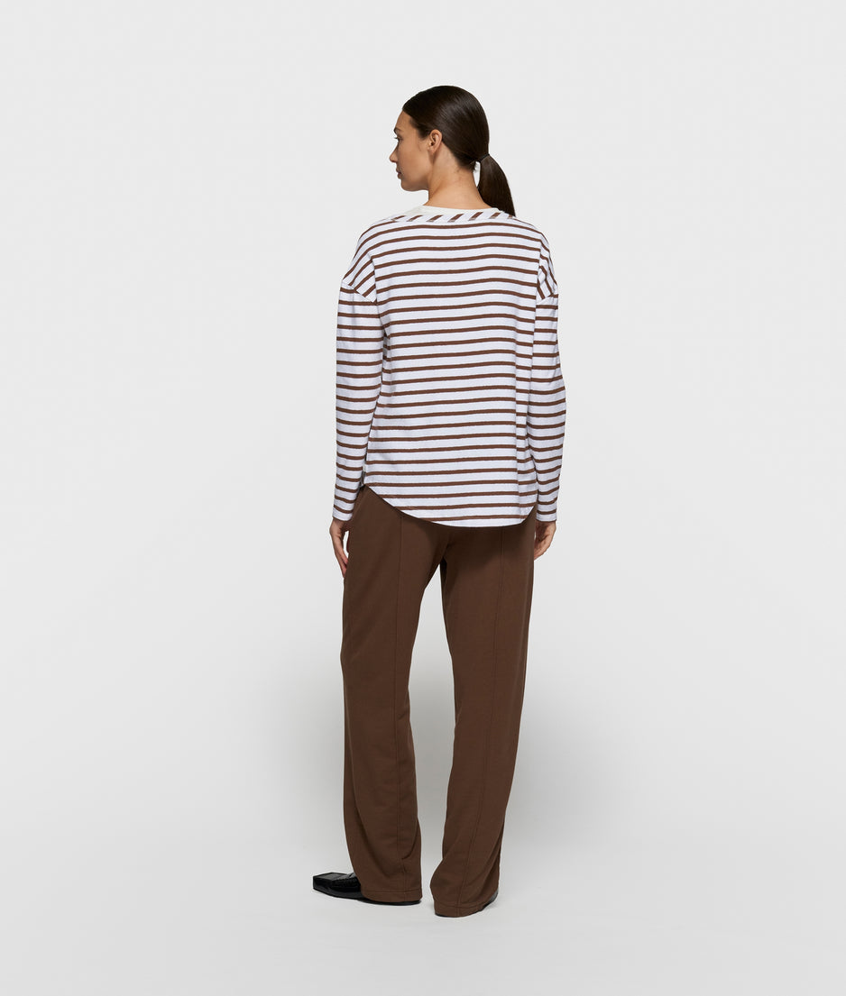 long sleeve tee stripes | white/dark truffle