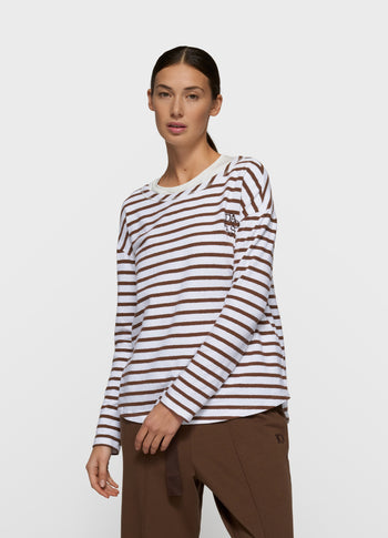 long sleeve tee stripes | white/dark truffle