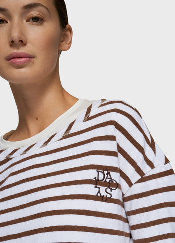 long sleeve tee stripes | white/dark truffle