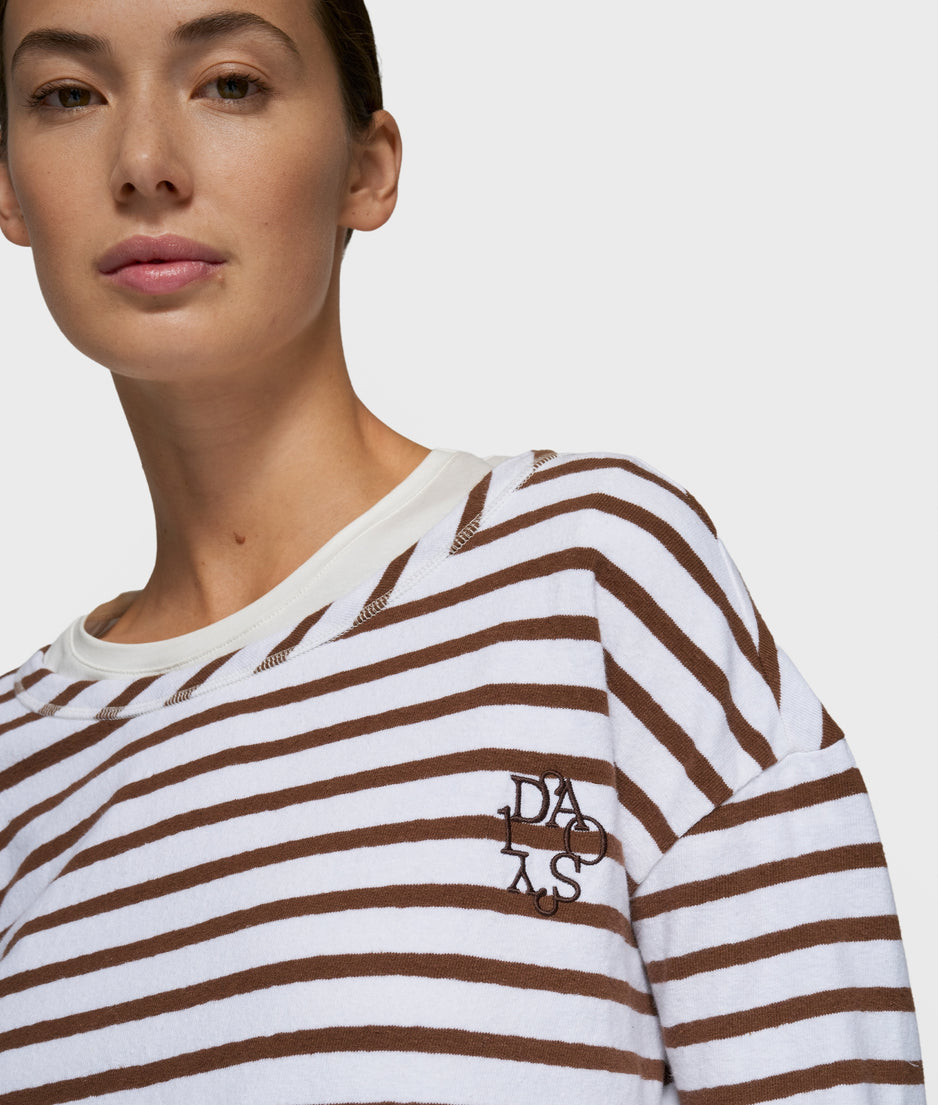long sleeve tee stripes | white/dark truffle