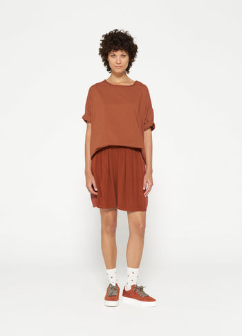 boxy tee voile | saddle brown