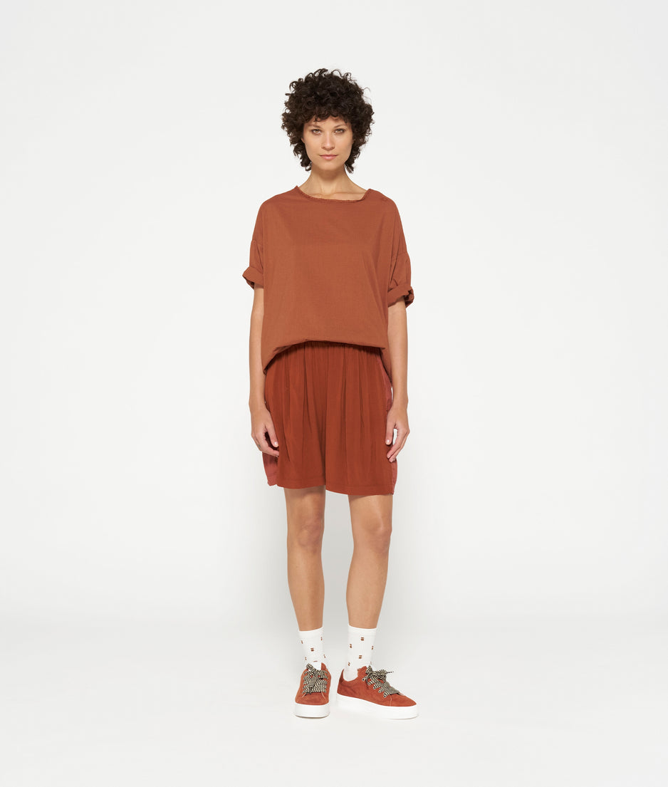 boxy tee voile | saddle brown