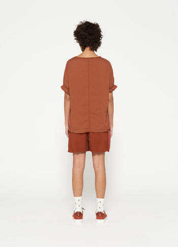 boxy tee voile | saddle brown