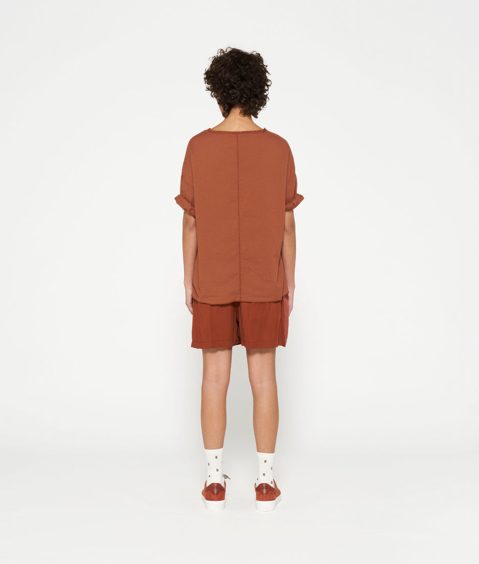 boxy tee voile | saddle brown