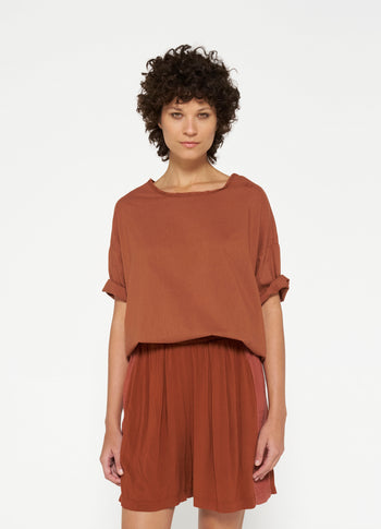 boxy tee voile | saddle brown