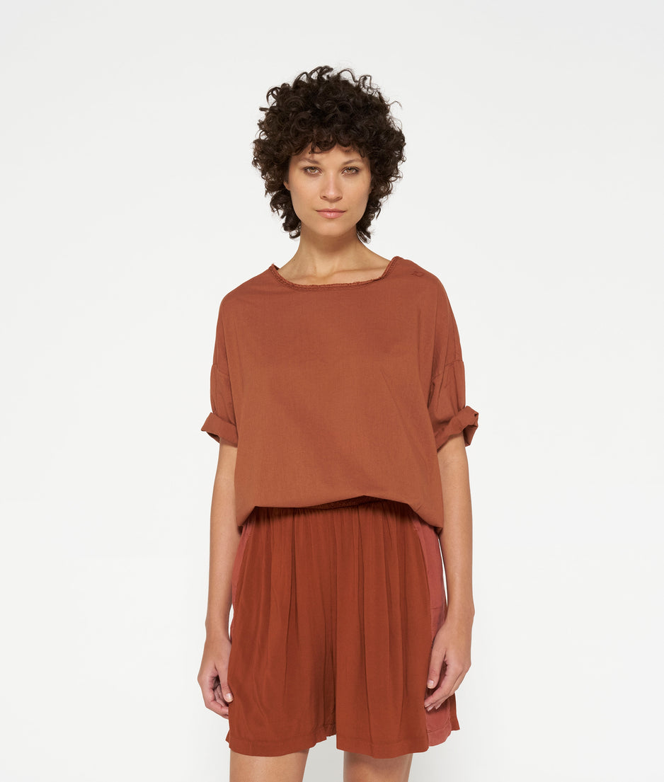 boxy tee voile | saddle brown