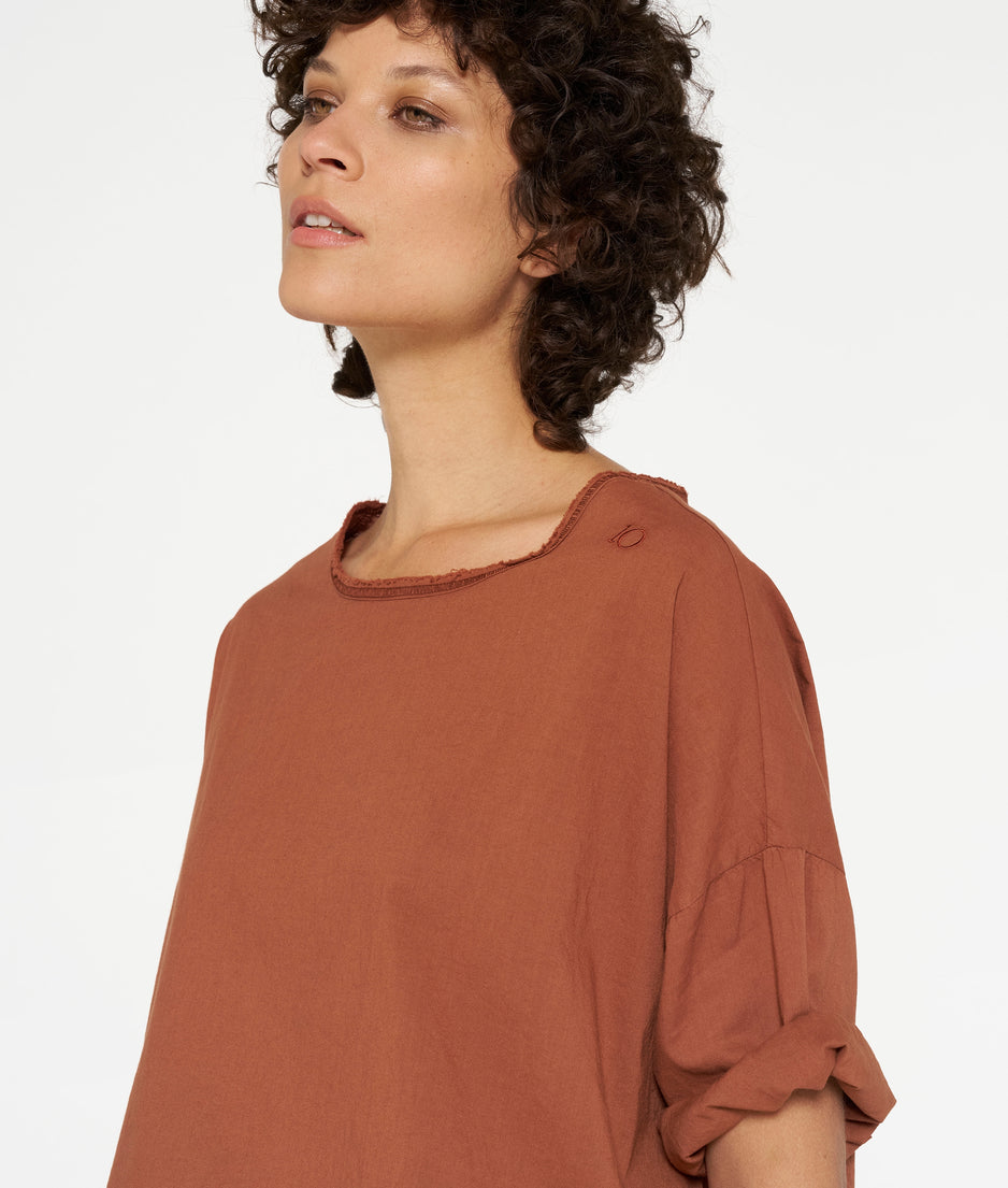 boxy tee voile | saddle brown