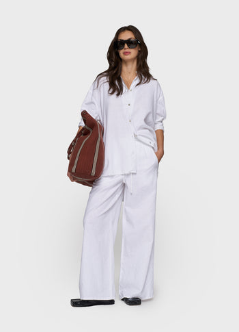 cotton linen blouse | white