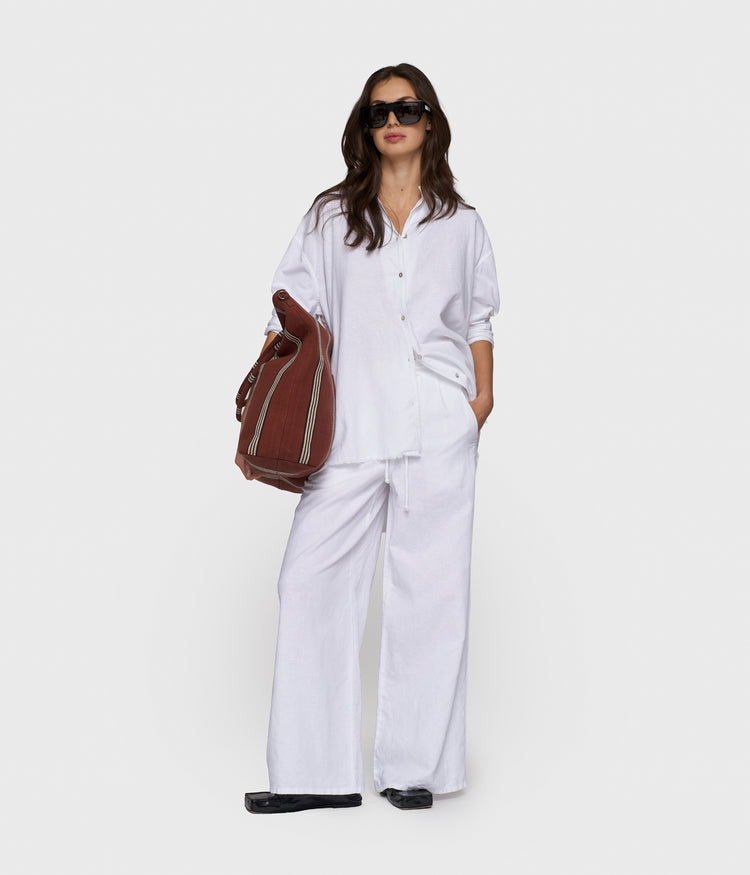 cotton linen pants | white