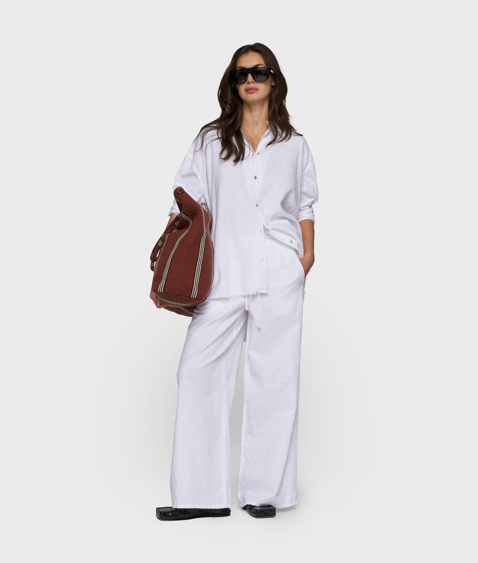 cotton linen blouse | white