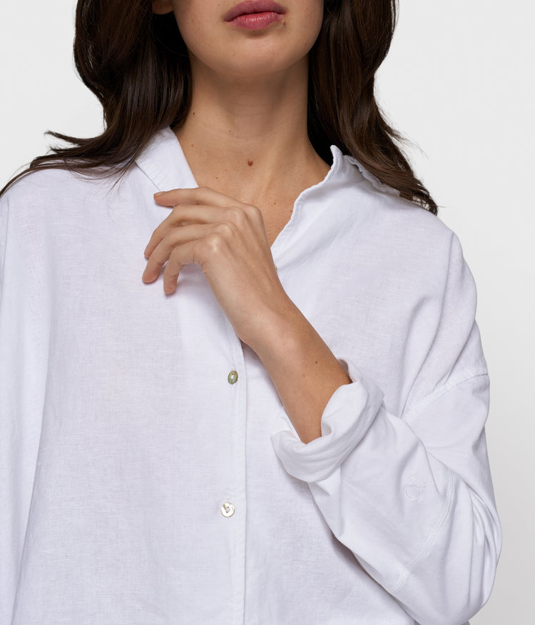 cotton linen blouse | white