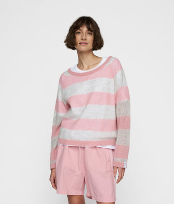 thin knit sweater | dark raspberry/white grey melee