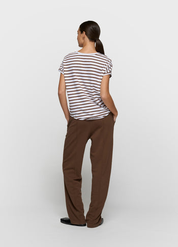 v-neck tee stripes | white/dark truffle