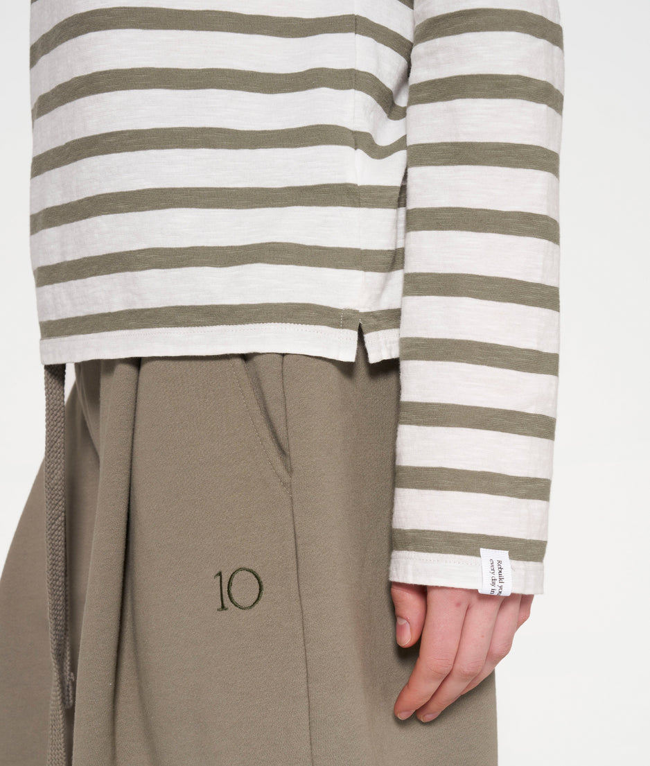long sleeve tee stripes | ecru/sage