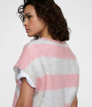 thin knit tee | dark raspberry/white grey melee