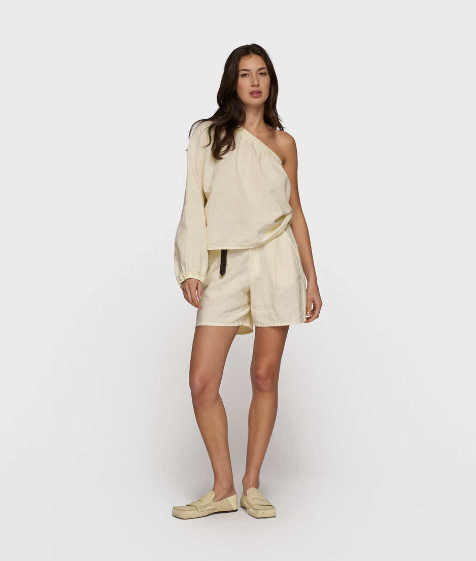 one shoulder top linen | soft vanilla