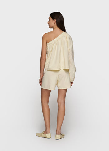 one shoulder top linen | soft vanilla