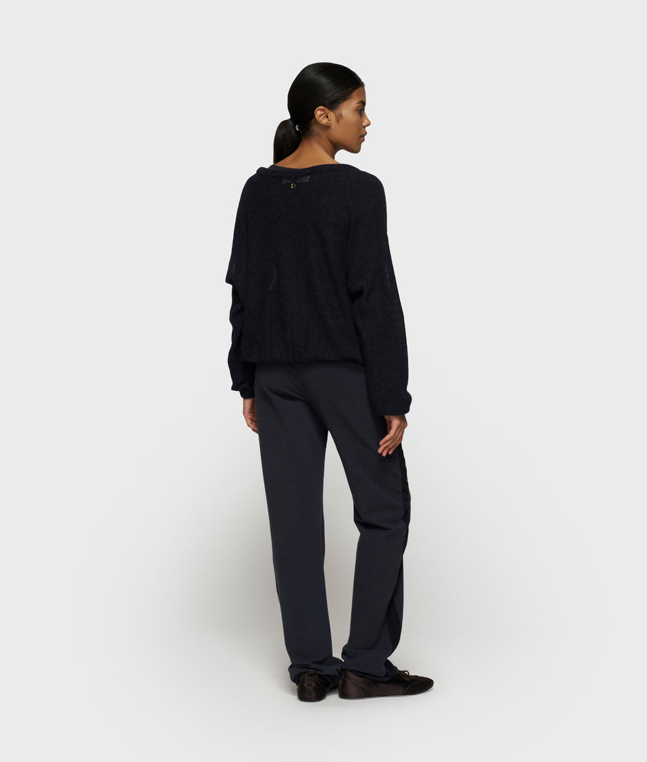 loose thin knit sweater | dark navy