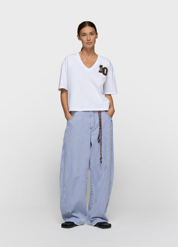 western pants stripes | white/blue