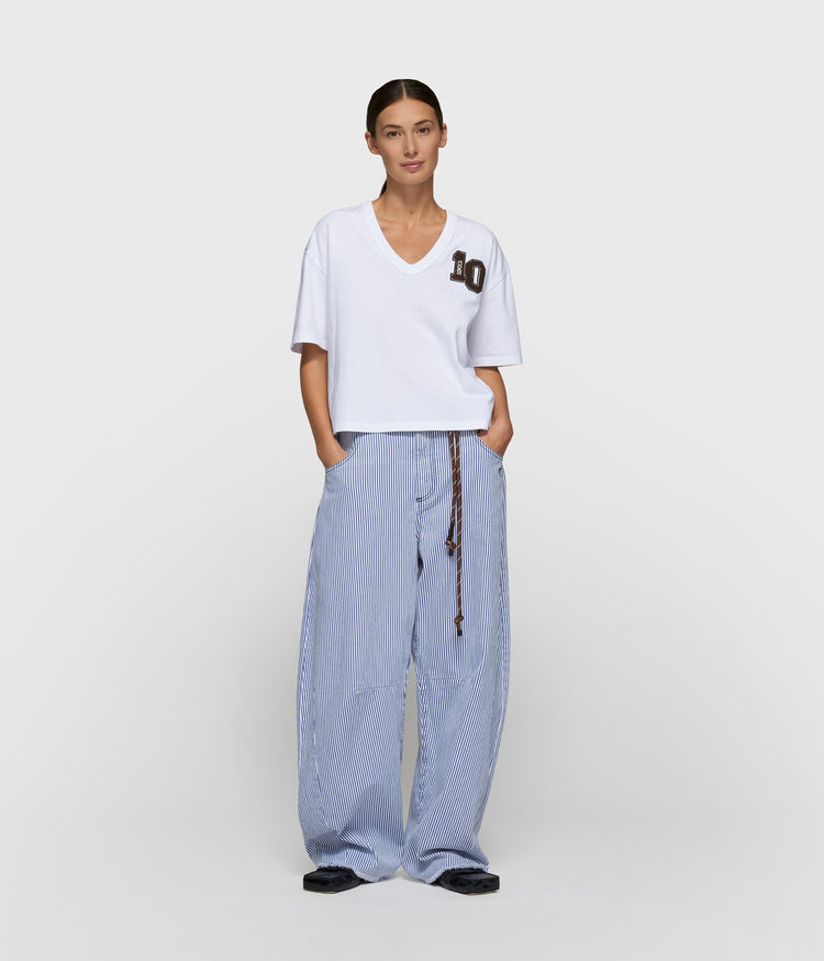 western pants stripes | white/blue
