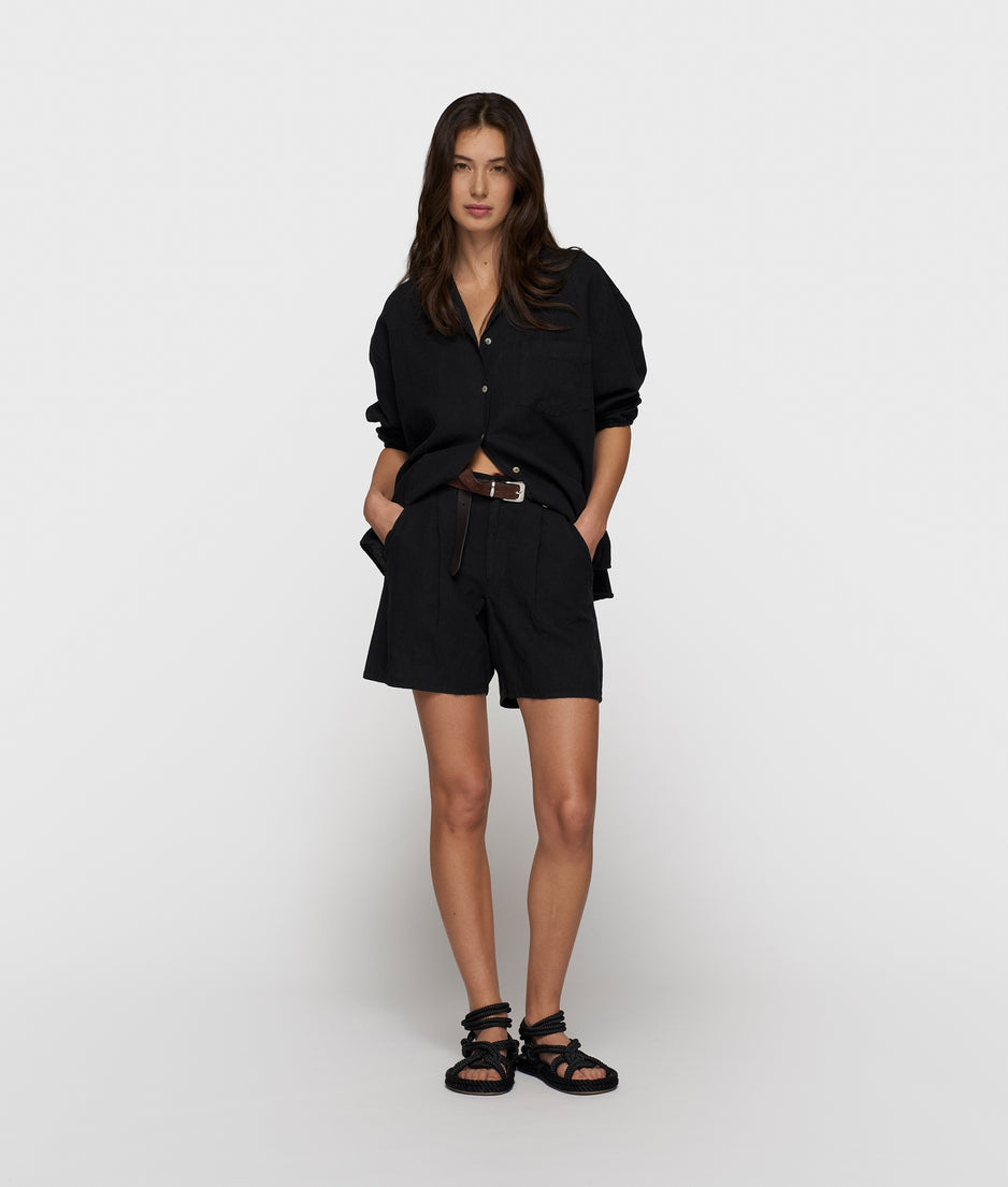 wide shorts linen | black