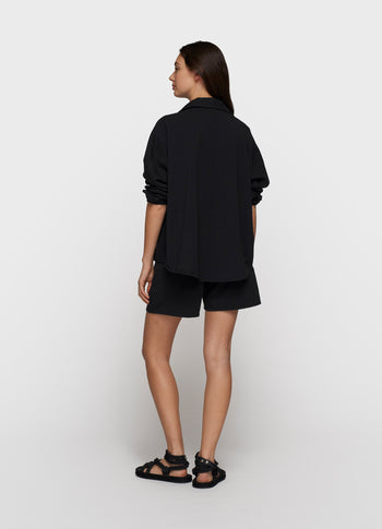 wide shorts linen | black