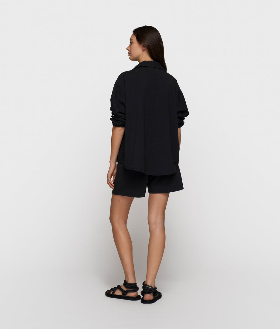wide shorts linen | black