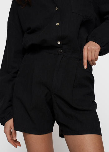 wide shorts linen | black