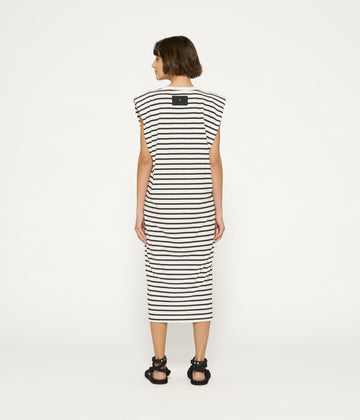 padded tee dress stripes | ecru/black