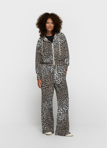 soft scuba hoodie leopard | ecru