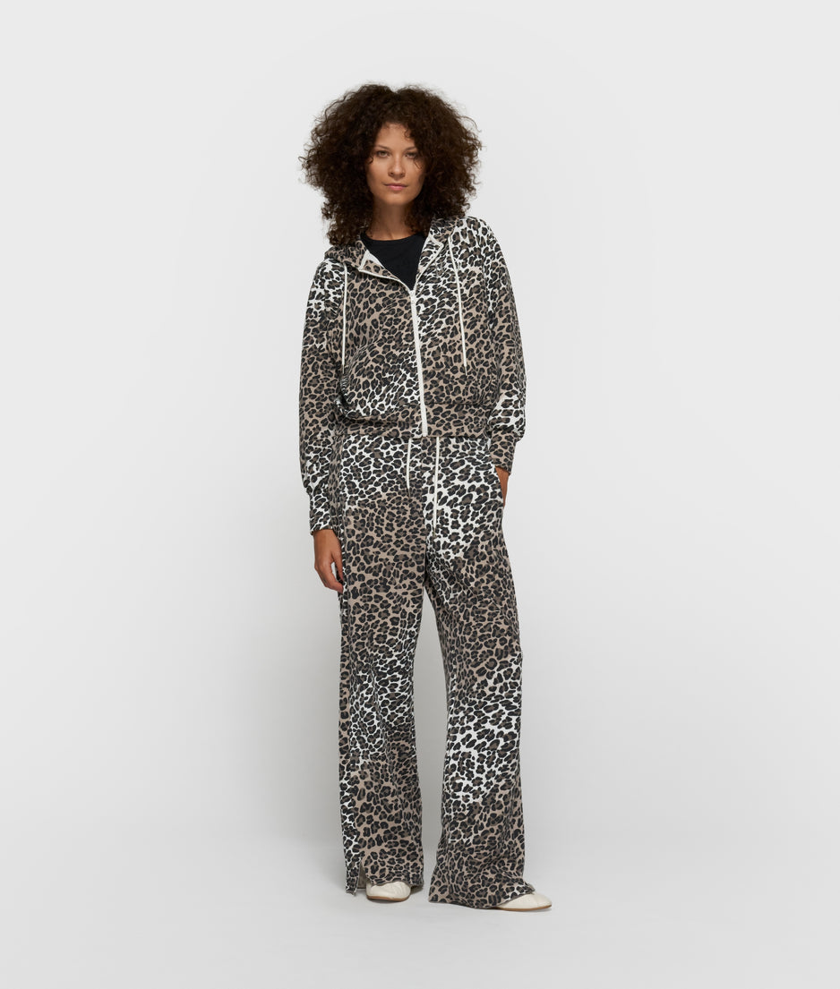 soft scuba hoodie leopard | ecru