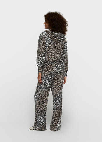 soft scuba hoodie leopard | ecru
