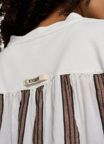 ruffle dress stripes | ecru
