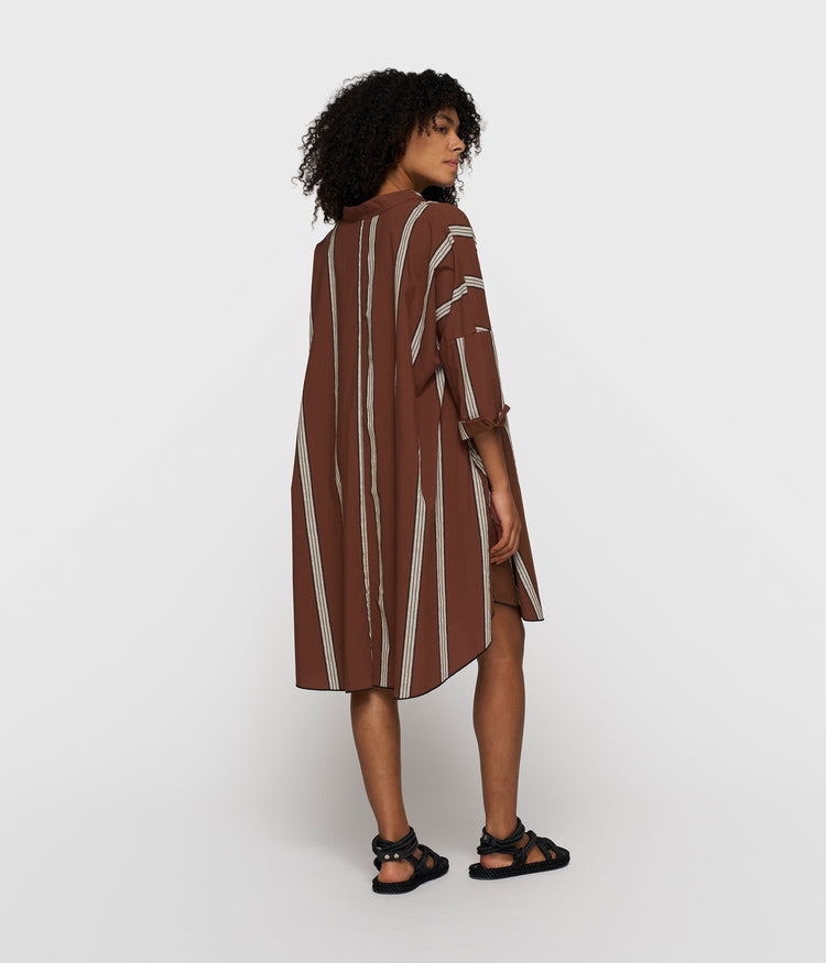 a-line tunic stripes | deep brown