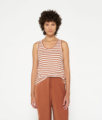 tank top stripes | ecru/saddle brown