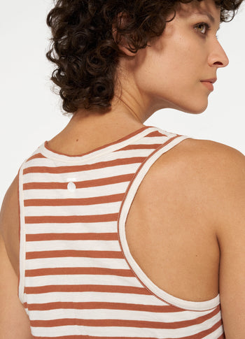 tank top stripes | ecru/saddle brown